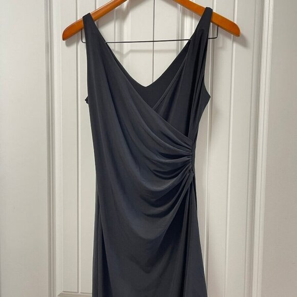 Vintage Draped V-neck Sleevless Dress Black – XS/S - Picture 2 of 11